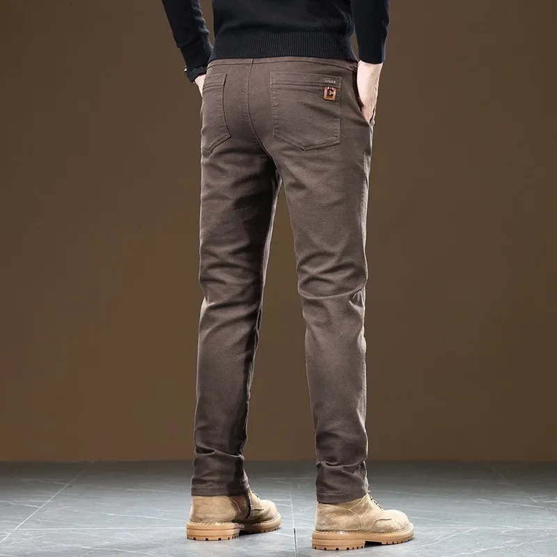 

Мужские деловые повседневные брюки: весенняя мода, вышивка букв, эластичные, прямые, зауженные, удобные рабочие брюки