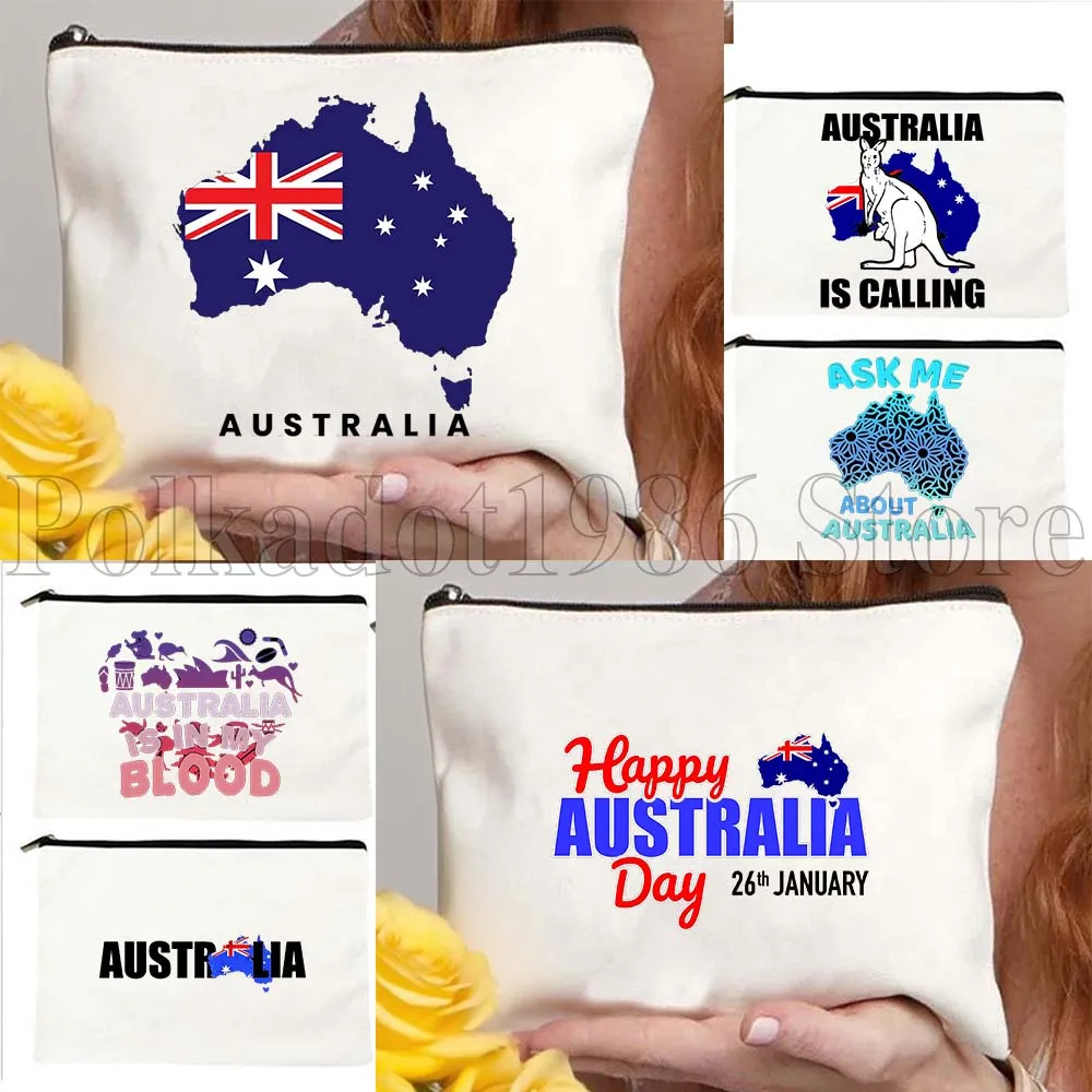 

Australia Flag Map Gold Coast Customized Gifts Canvas Lipstick Cosmetic Bag Bridesmaid Clutch Outdoor Travel Beauty Makeup Bags
