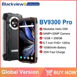 Blackview BV9300 Pro Rugged Phone Helio G99 6.7'' 120Hz 12GB 256GB 15080mAh 64MP 33W Android 13 Telefon komórkowy 100LM Latarka NFC