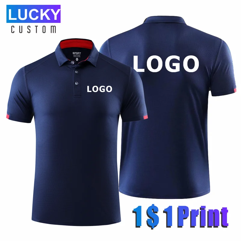 Polo de sport à séchage rapide, Design personnalisé, Logo de marque de l'entreprise/imprimé brodé, revers respirant, manches courtes, classique 5xl