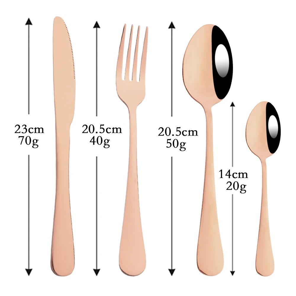 Christmas 24Pcs Rose Gold Dinnerware Cutlery Set Stainless Steel Dinner Flatware Knife Fork Spoon Luxury Tableware Gift Box