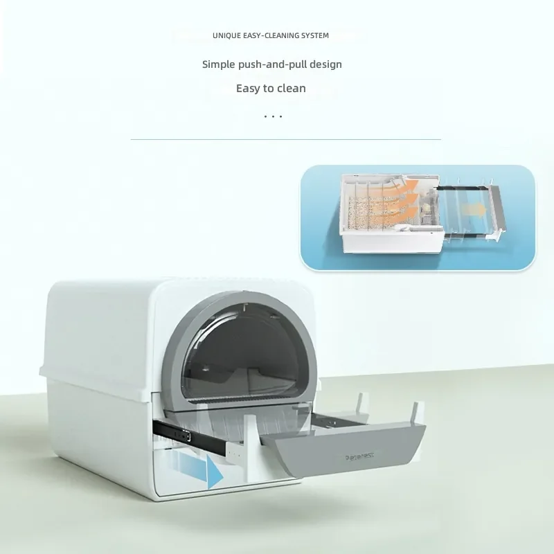 Peterest Quzhao for Easy Clean Litter Box for Cats Pull Type Poop Scooper Full Enclosed Cat Toilet Semi Automatic Litter Pan