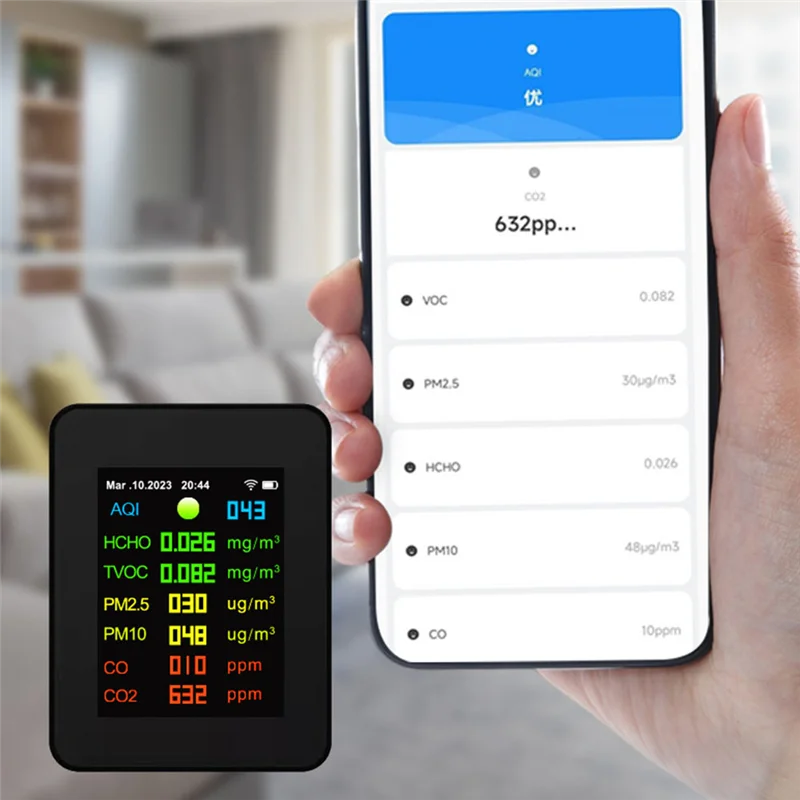 RA-9 in 1 Digital Temperature Humidity Tester PM2.5 PM10 HCHO TVOC CO CO2 Meter WiFi LCD Infrared Sensor Monitor