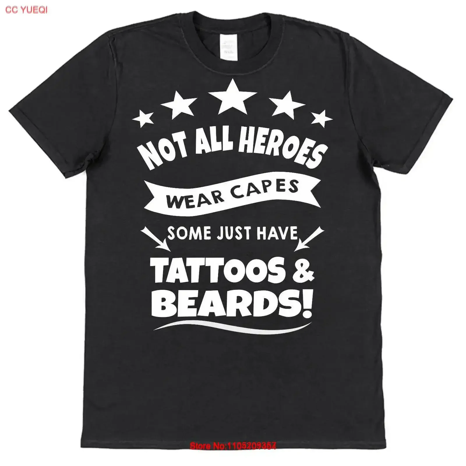 Camiseta con tatuajes de héroe y barba para hombre, Idea para marido, papá tatuado, vintage, lavada, suave, informal, para uso diario