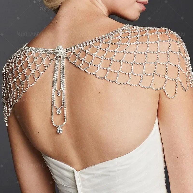 Accessori da sposa See-through Bolero Cover spalle stole per abiti da festa cappotto da sposa con strass shtappeti per le donne