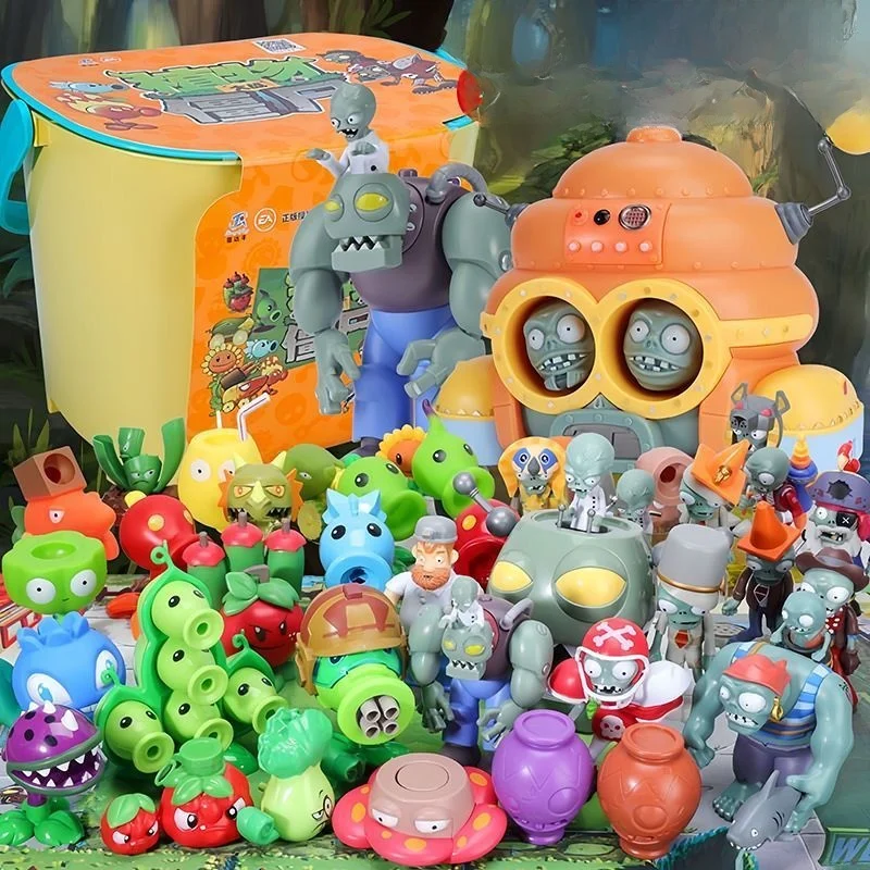 Hybrid Version Plant Vs Zombie Toy Box for Boys Mecha Pea Shooter Static Animal Model Farm Animal Monster Plastic Toy