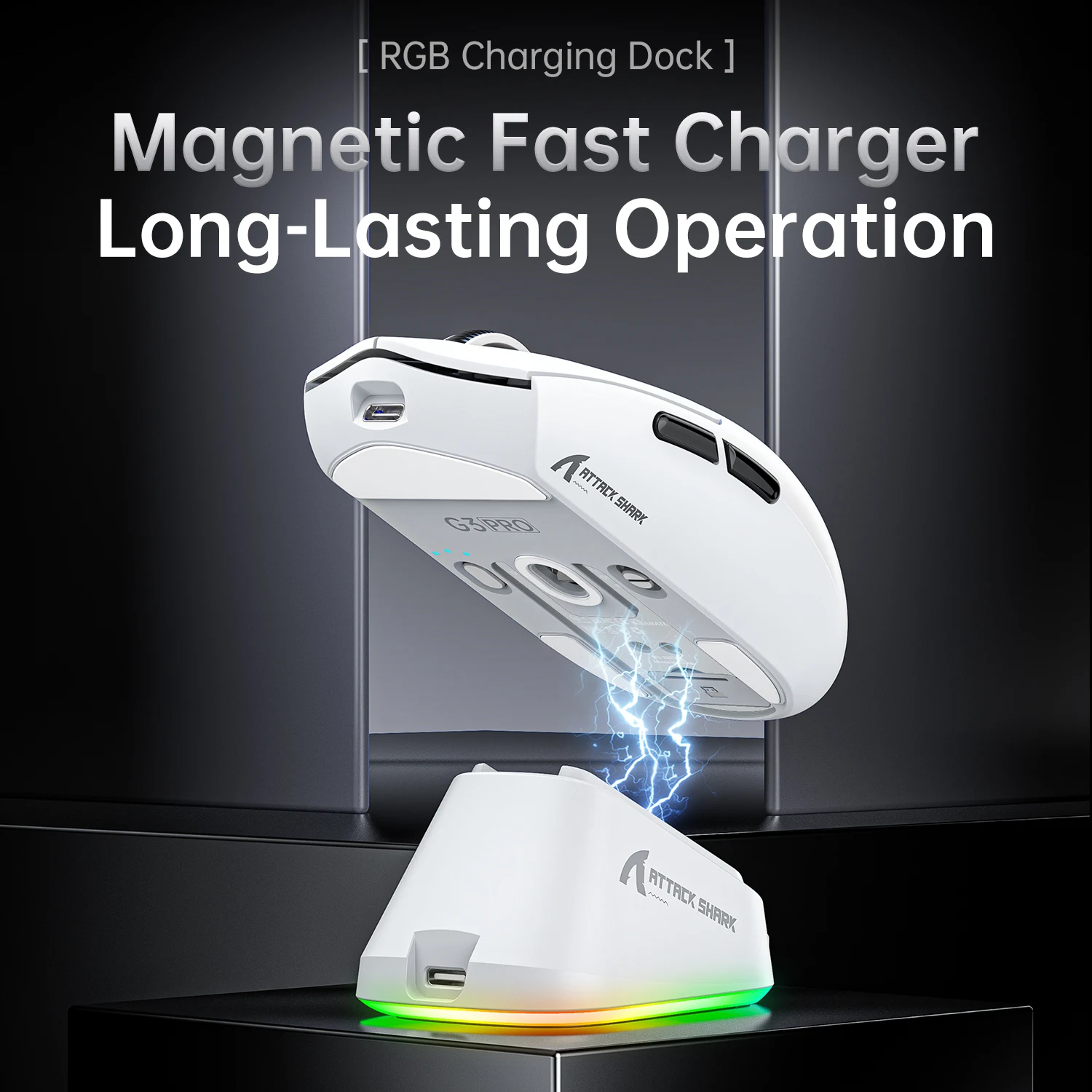 ATTACK SHARK G3PRO Tri-Mode Wireless Gaming Mouse with PAW3311 and Charging Dock
