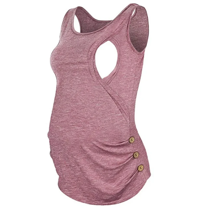 

Pregnancy Women Pregnant Vest Nursing Breast Feeding Clothe T Shirt Breastfeeding Button Vest Maternity Wear Nursing Top T-Shirt