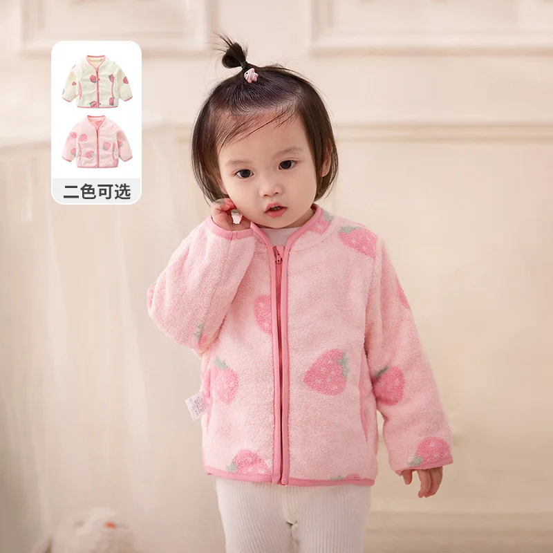 

2024 New children's coat Baby fleece coat 2024 new autumn and winter girls 0 to 4 years old lamb fleece warm outerwear jacket