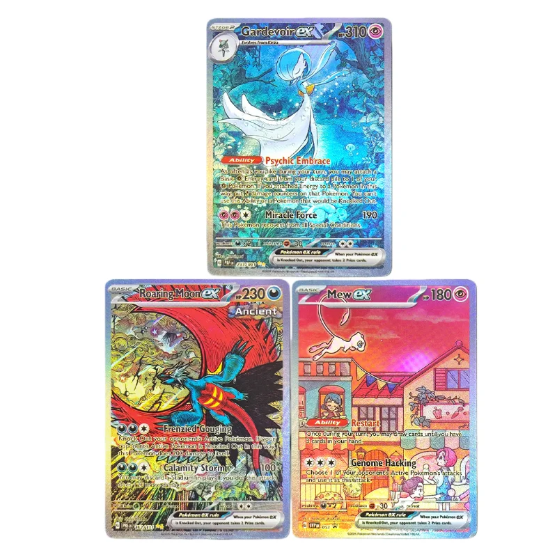 بطاقات PTCG الإنجليزية SVP 053 Promo Mew EX Roaring Moon EX 162/132 Gardevoir 233/091 مجموعة الإنجليزية بطاقات ألعاب التداول #1
