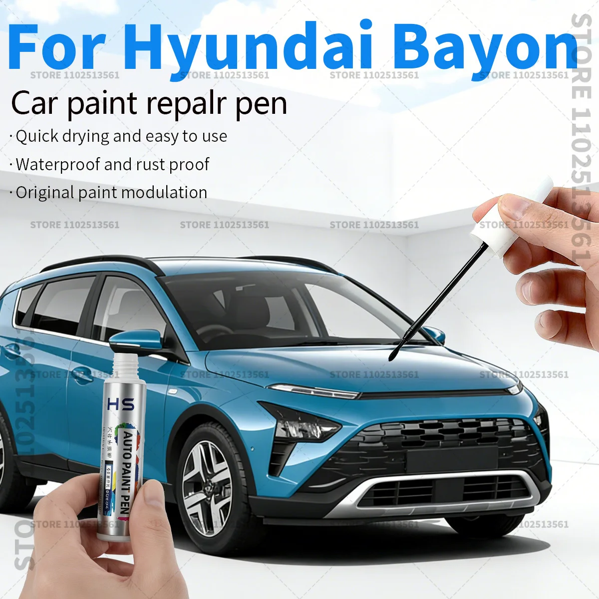 

Ручка-корректор для ремонта лакокрасочного покрытия автомобиля Hyundai Bayon 2021-2025: аксессуары для устранения царапин, цвета: серый, красный, белый, черный, синий, серебристый, желтый, зеленый