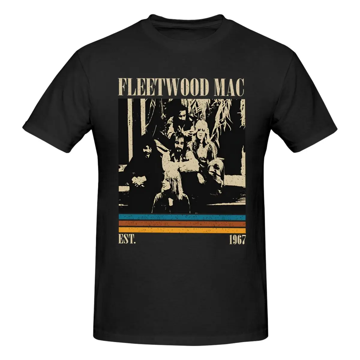 Men\'s Album Band, The T Shirt Fleetwood Mac 100% Cotton Clothing Vintage Short Sleeve Round Collar Tee Shirt Birthday Present