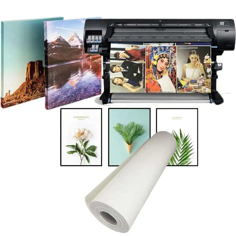 الشركة المصنعة 380 جرام سطح غير لامع مقاوم للماء 100% قطن لفة قماش نافثة للحبر 18 متر لكل لفة #6