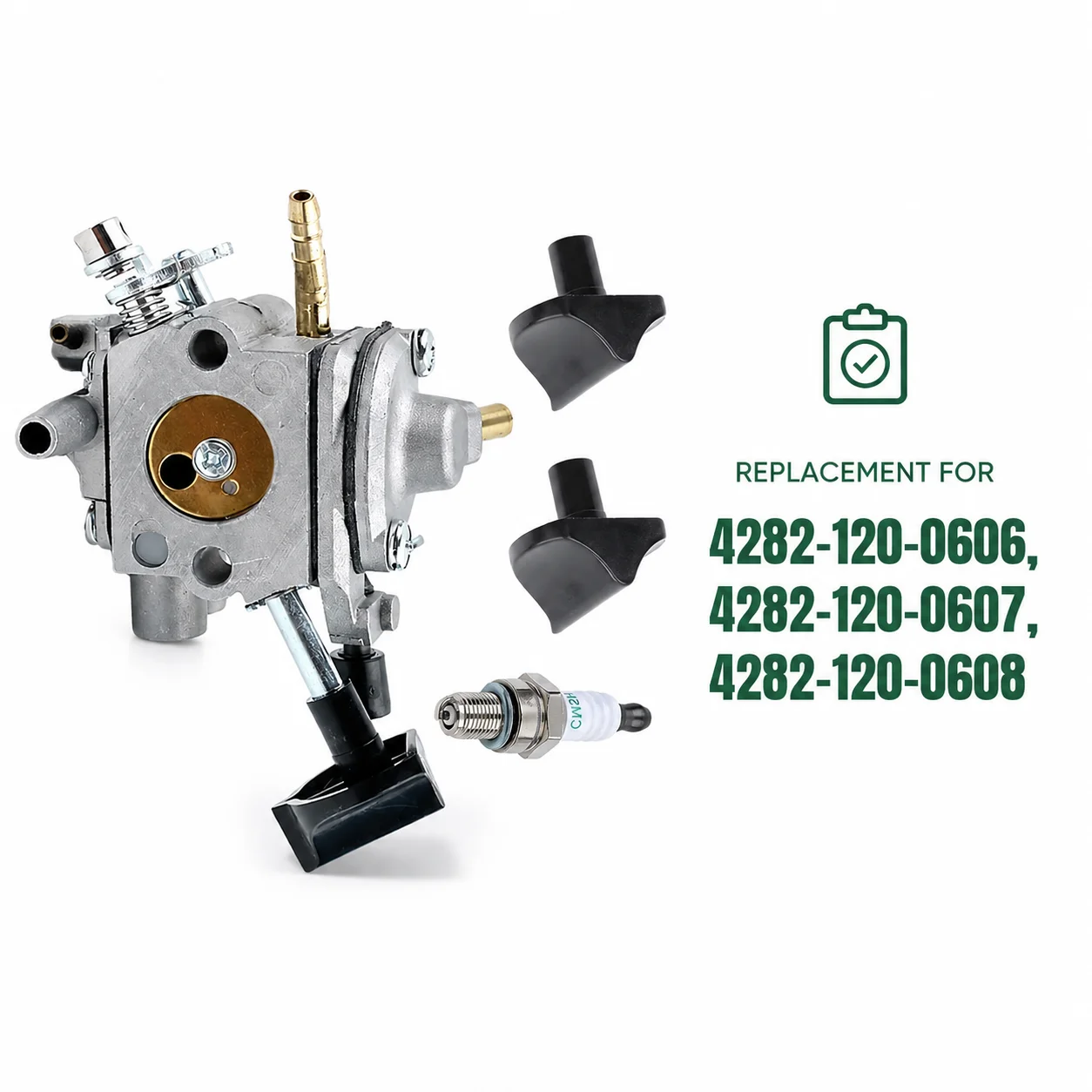 Carburetor & Choke Knob Tune Up Kit For Stihl BR500 BR550 BR600 Blower, Replaces 4282-120-0606 0607 0608 C1Q-S183 4282-182-9500