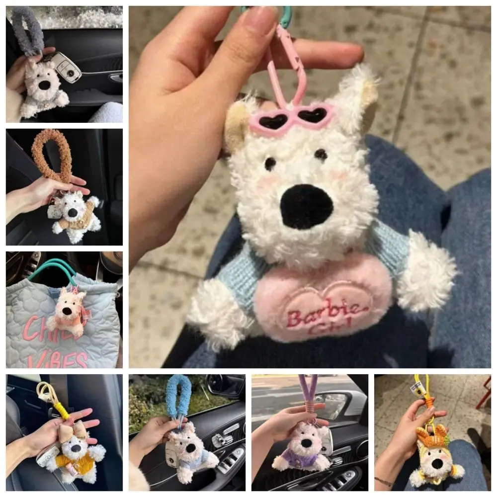 Stuffed West Highland Bag Pendant Anti-lost Cartoon Animal Plush Puppy Doll Keychain Plush Cute Car Hanging Pendant Bag Pendant