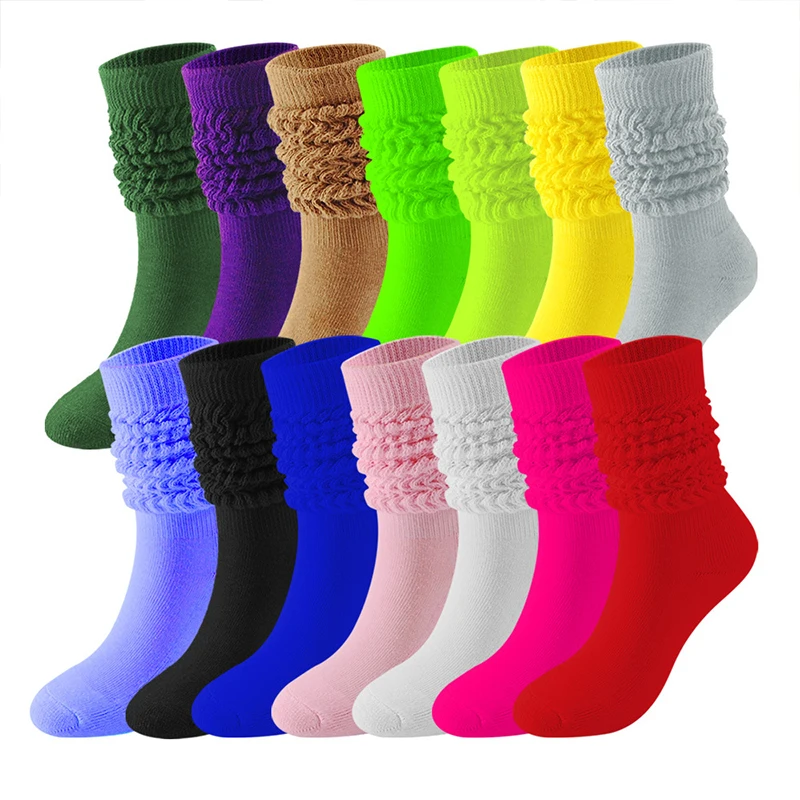 Scrunchy Girls Candy Ladies Slouch Socks Colors Cotton Casual Knee High Boot Sock Streetwear For Men Women High Boot Loose Sock