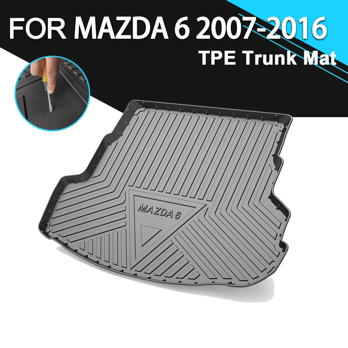 Car Rear Trunk Cover Mat Waterproof Non-Slip Rubber TPE Cargo Liner Accessories For MAZDA 6 2007-2016