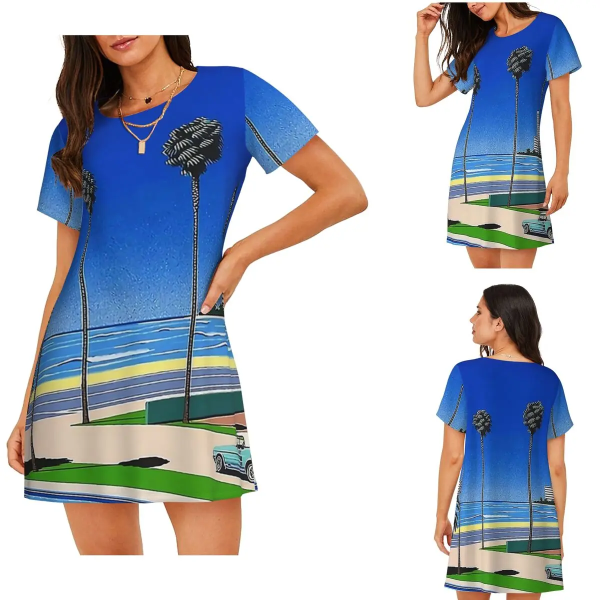 Custom Hiroshi Nagai Vaporwave Short Sleeves Nightdress For Sleeping Sleepshirts Women Short Sleeve Nightgowns Soft Pajama Dress