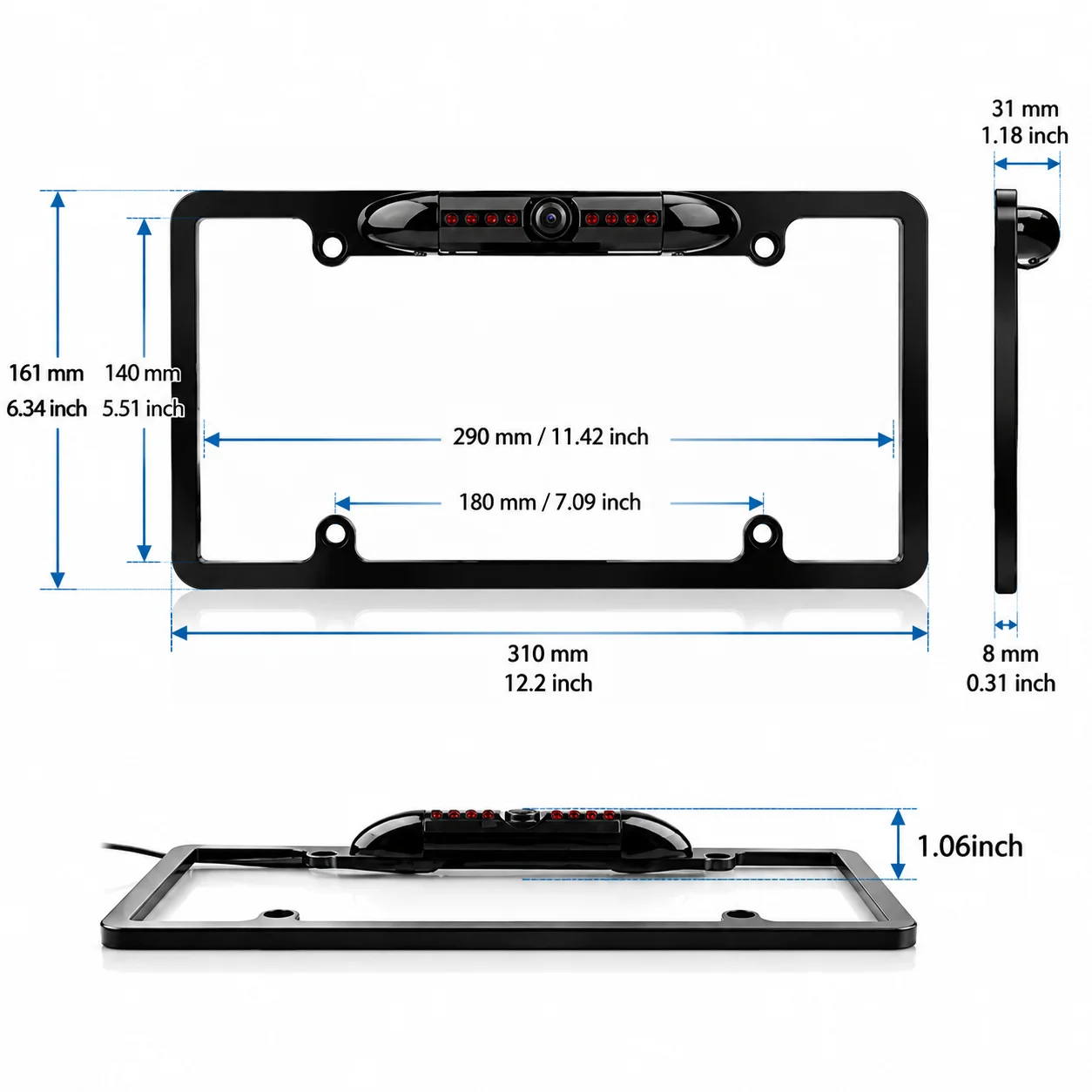 번호판 프레임에 장착하는 후방 카메라, 170도 시야각 - License Plate Backup Camera Frame Mount 리뷰 및 가격