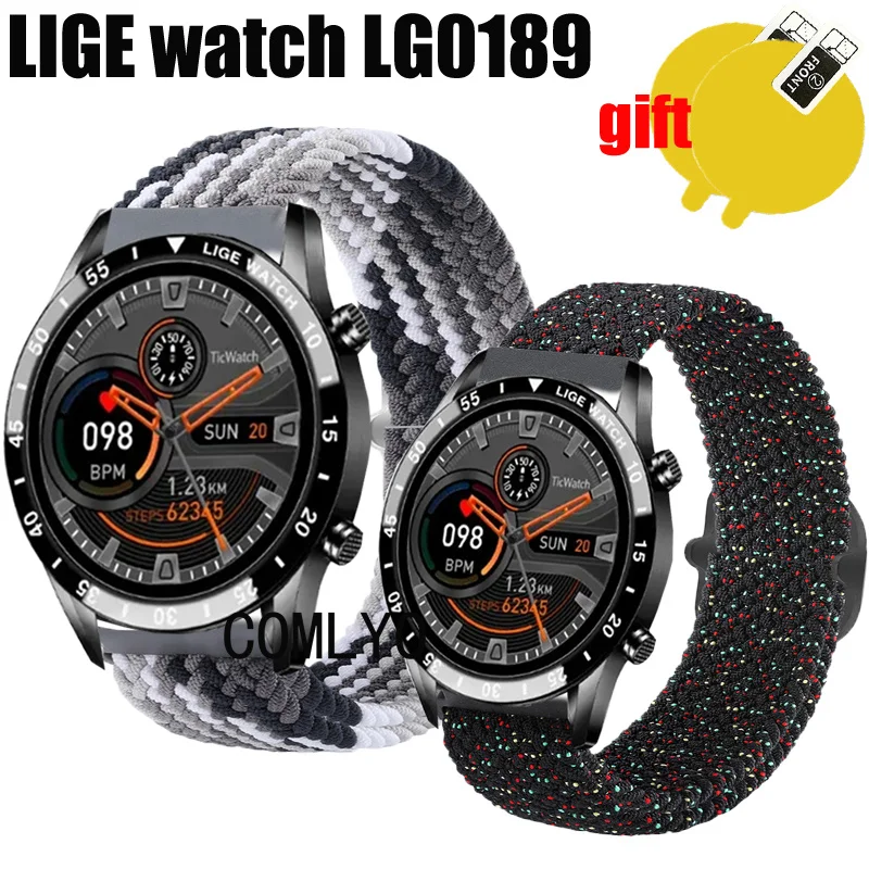 Per LIGE LG0189 cinturino per orologio donna uomo cinturino in Nylon regolabile morbido cinturino traspirante pellicola proteggi schermo Smartwatch