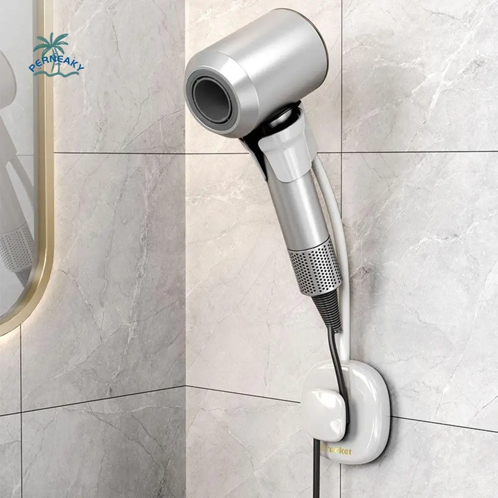 

No Punching Hair Dryer Bracket Hand-Adjustable Wall Mounted Hair Dryer Holder Save Space Waterproof Shower Bracket Bathroom