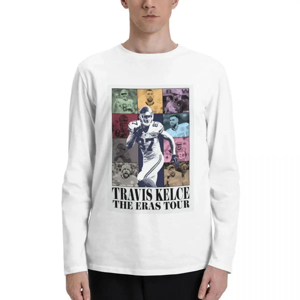 Travis Kelce_18 T-Shirt Men Fashion Casual Long Sleeves Autumn Cotton Breathable Tshirt