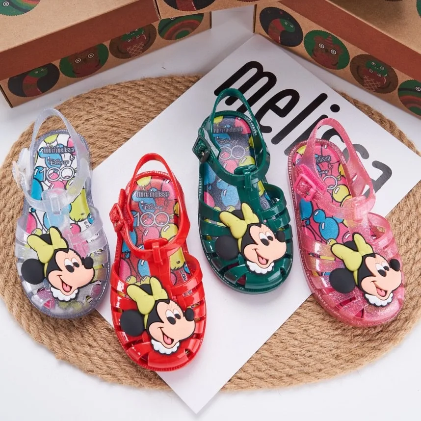 2024 New Children\'s Roman Sandals Mickey Minnie Bun Head Spider Shoes Soft Soled Beach Shoes for Boys and Girls Birthday Gift