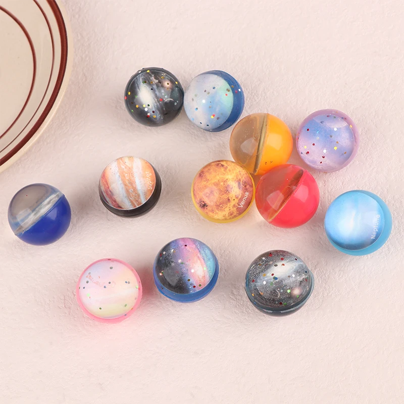 10PCS 30mm Kinder Planet Bouncy Ball Spielzeug Starry Sky Elastische Gummi Solide Springen Ball Kinder Party Spielzeug Geschenk zufällig