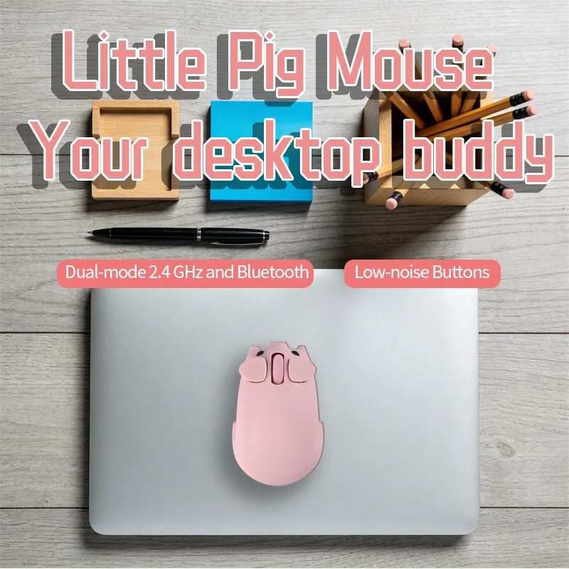 

Little Pig Mouse Wireless Bluetooth Dual-mode Mute Button Wide Compatible For Small Hand Suitable For Office Use Computer Study