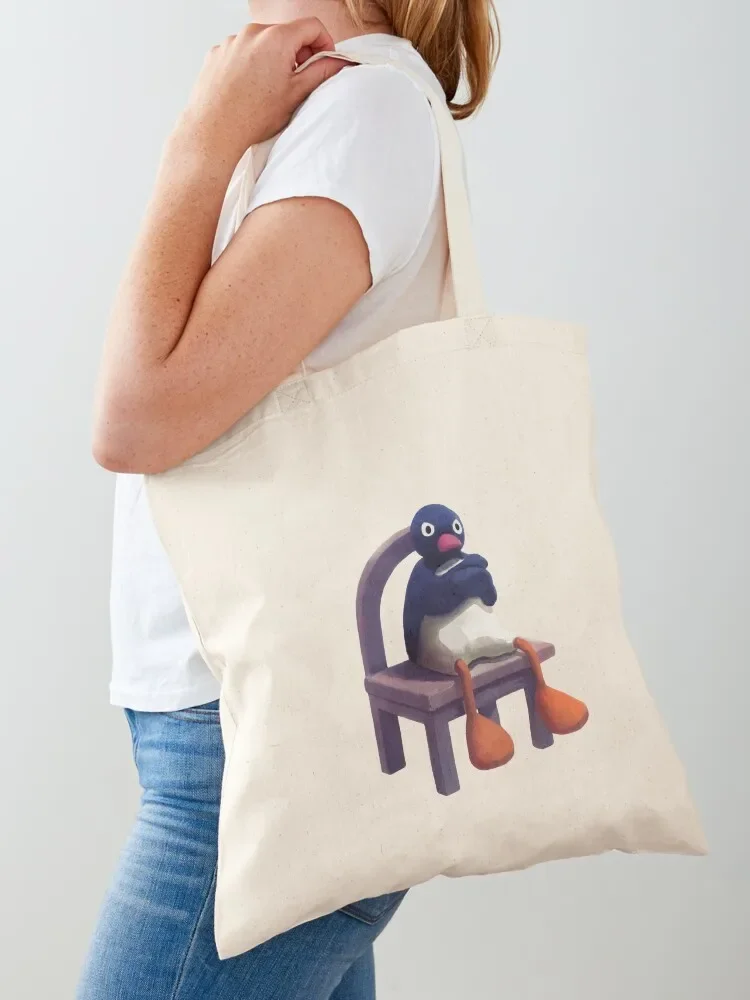 Tas Tote Pingu Marah Tas Custom Tas Tote Kanvas untuk Tas Tangan Wanita