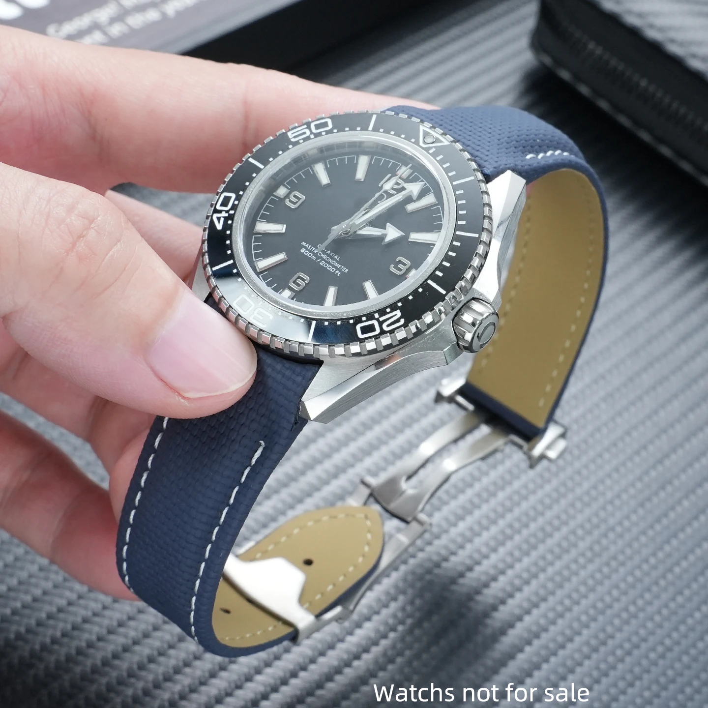 For OMEGA Seamaster 600 1/4 Orange Watch Strap 21mm Fluororubber With Leather Bottom Folding Buckle Custom Color Available