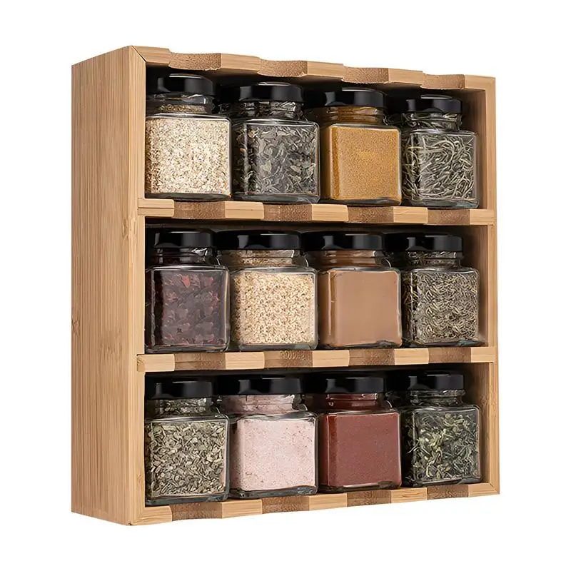 

Kitchen Seasoning Rack Seasoning Rack Cabinet Organizer Wooden Seasoning Organizer Seasoning Shelf 12 Grid Condiment Rack