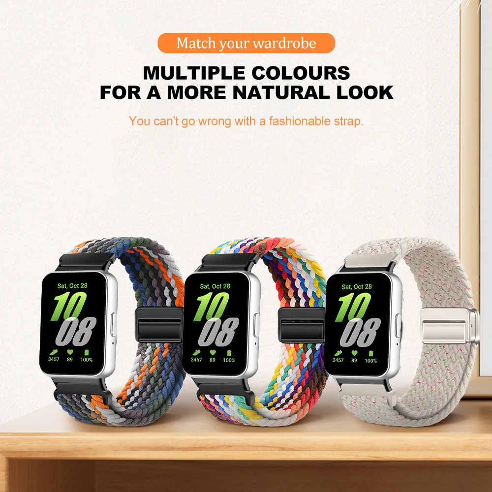 سوار مغناطيسي لملحقات حزام Samsung Galaxy Fit3، سوار ساعة رياضي من النايلون قابل للتعديل، سوار كوريا بديل لسوار Galaxy fit3