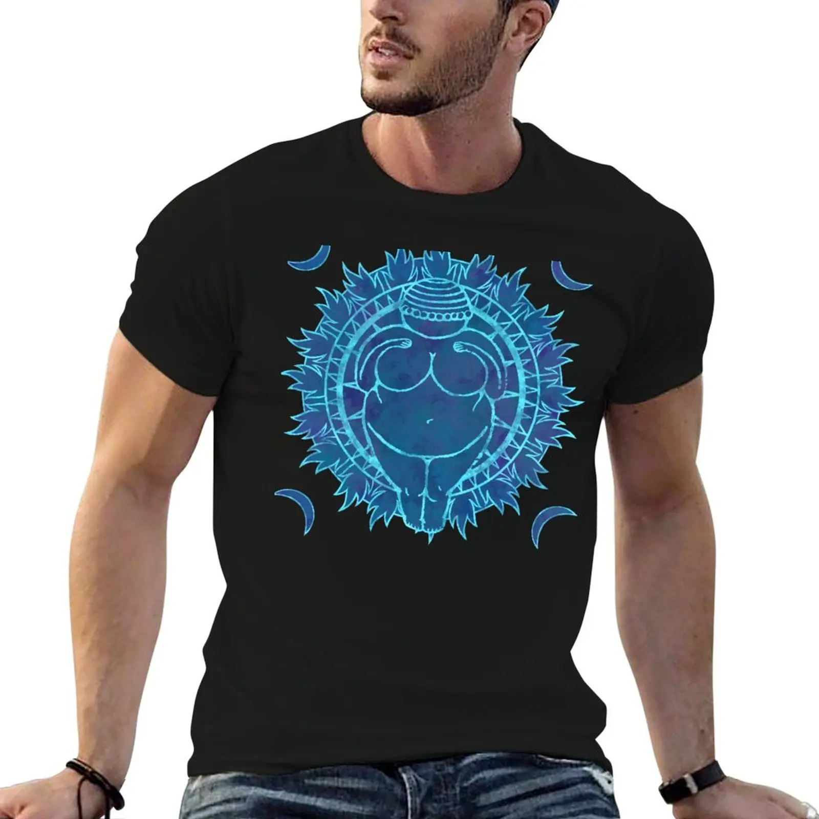 

Venus of Willendorf Blue Mandala T-Shirt vintage t shirts quick-drying Short sleeve tee anime stuff mens plain t shirts