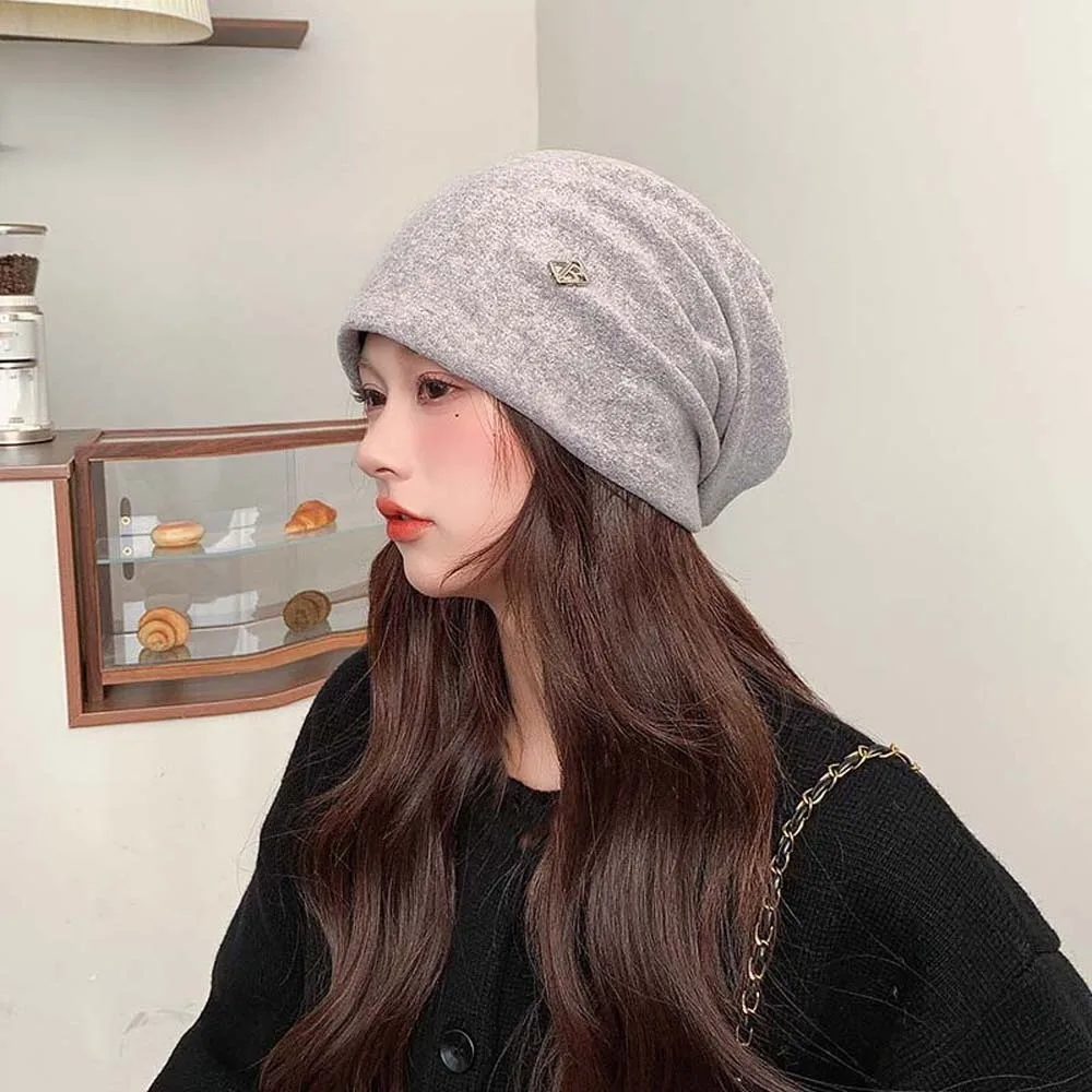 Soft Thermal Toque Elastic Slouchy Beanie Hat Thickened Breathable Korean Style Cap Comfy Stretchable Warm Cold Headwear Commute