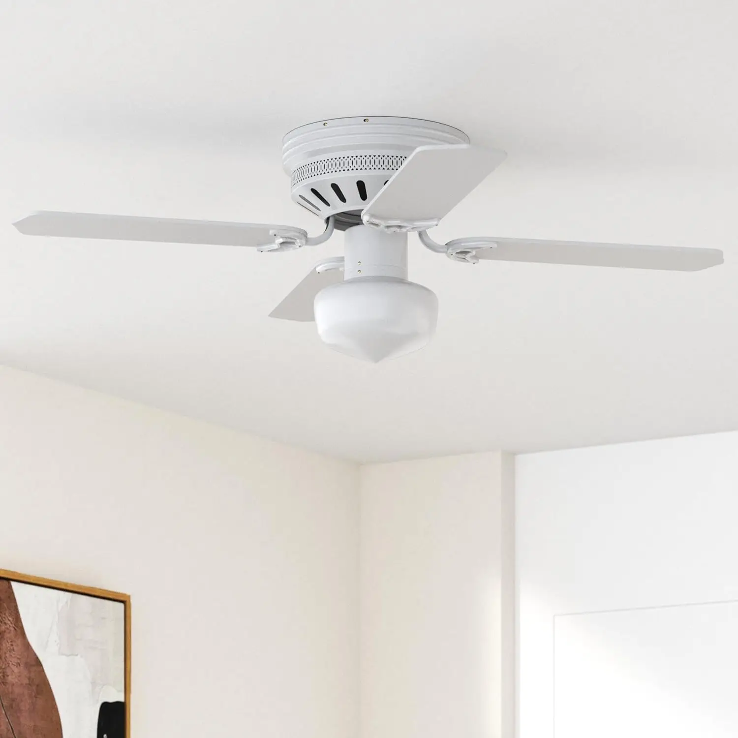 

CC42WW4L Collection 42-Inch Ceiling Fan with Five Reversible White/Whitewash Blades and Single Light kit with White Opal Glass