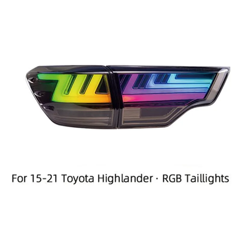 New Car Parts Modified LED Sequential Tail Light Assembly for 2015-2021 Highlander RGB Multi-Color Upgrade LED Tail Light