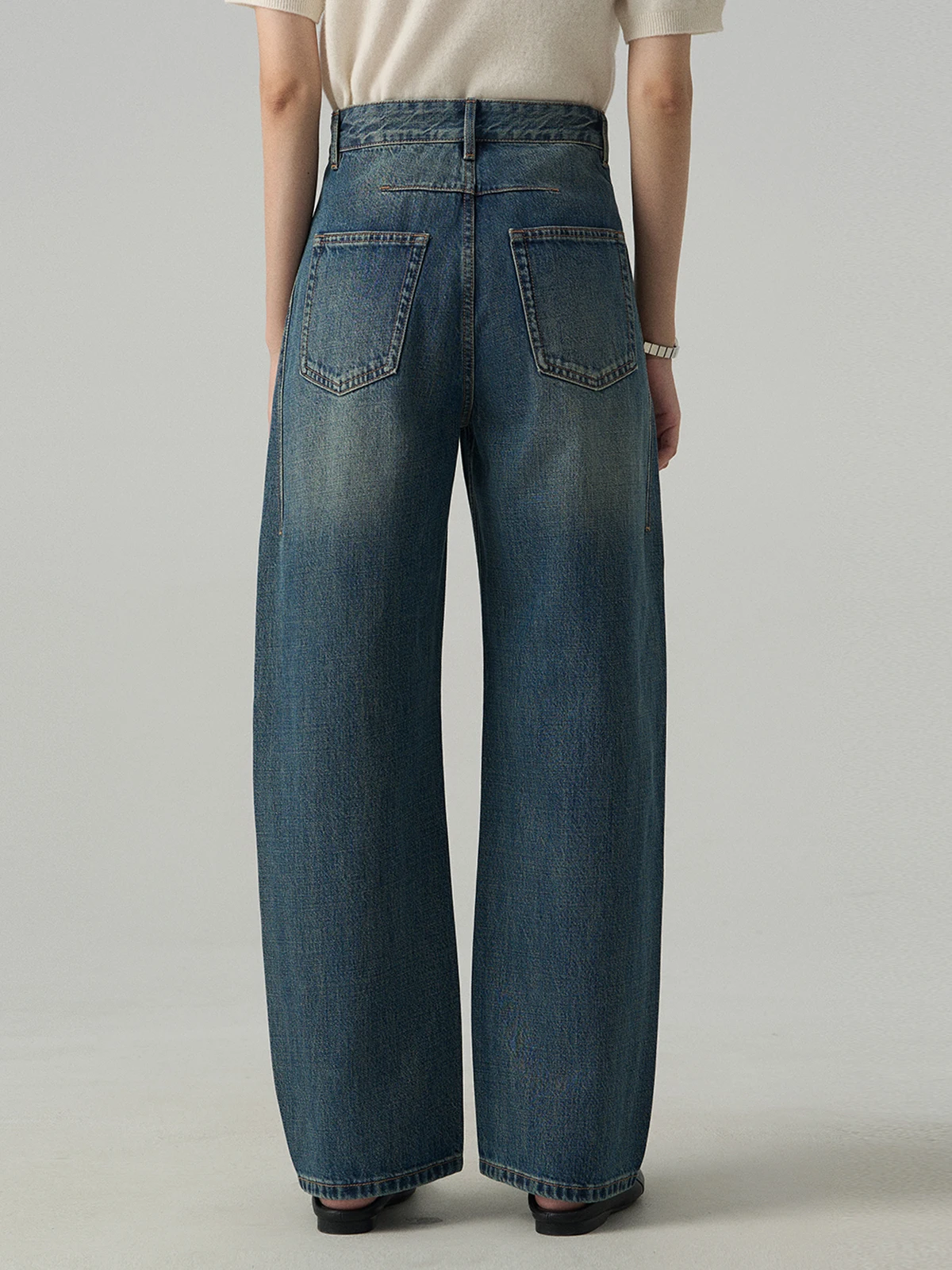 

Прямые джинсы-бананы с высокой талией, женские свободные широкие джинсы, синие джинсовые брюки с эффектом памяти Four Seasons от SLOW STRS