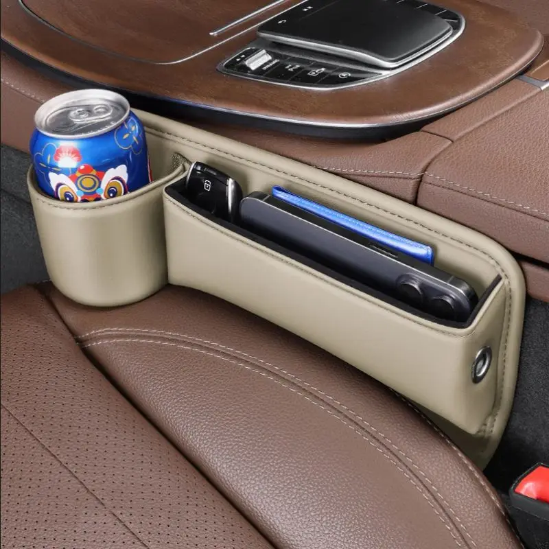 Car Seat Gap Filler Multifunction Storage Box Keys Card With Water Cup Phone Holder Universal Organizer Bag Accessories image 4