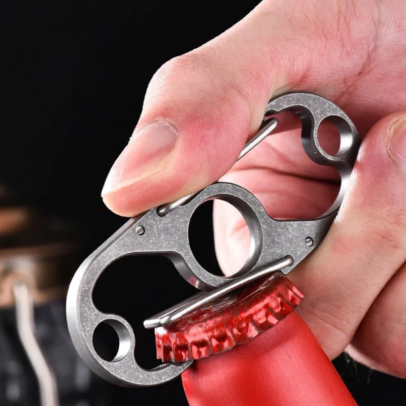 Titanium Alloy Key Chain Buckle Hiking Camping Equipment Survival Outdoor EDC Tools Travel Gadgets Car Keychain Bottle Opener - Image 4