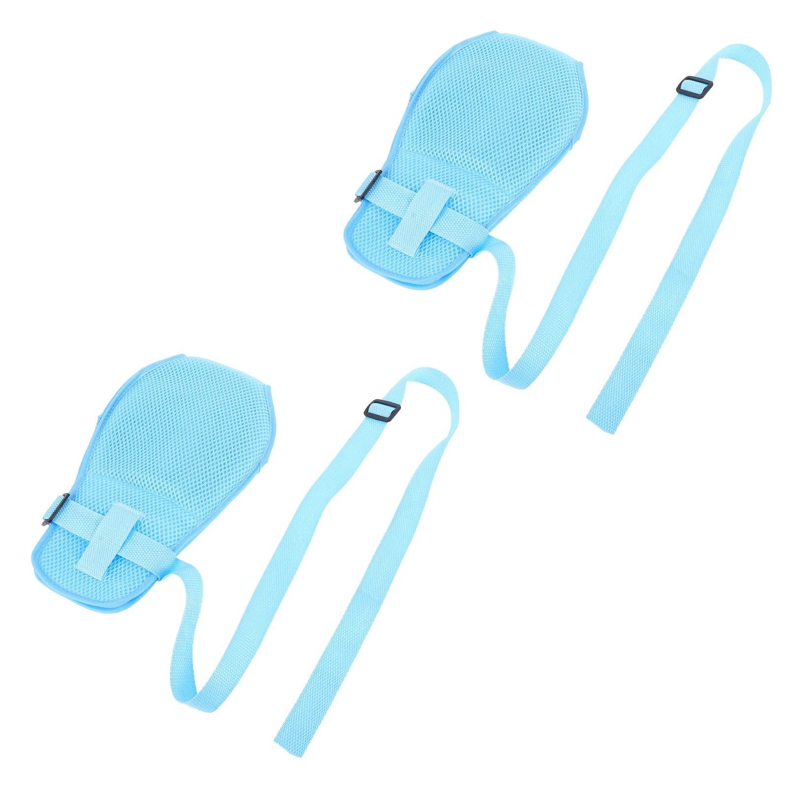 

2Pcs Breathable Hand Control Mitts Sky Blue Adjustable Strap Finger Opening Safety Restraint Gloves for Patient Protection