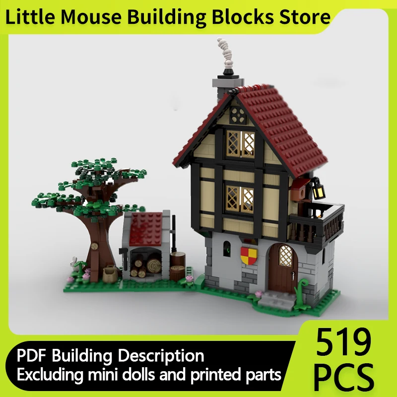 

Medieval Castle Model MOC Building Bricks Village Cottage Modular Technology Gifts Holiday Assemble Children Toys Suit