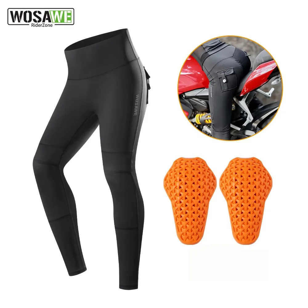

WOSAWE High Waist Motorcycle Trousers Women Off-road Motocross Pants Fitness GYM Motorbike Riding Pant Honey Peach Hip