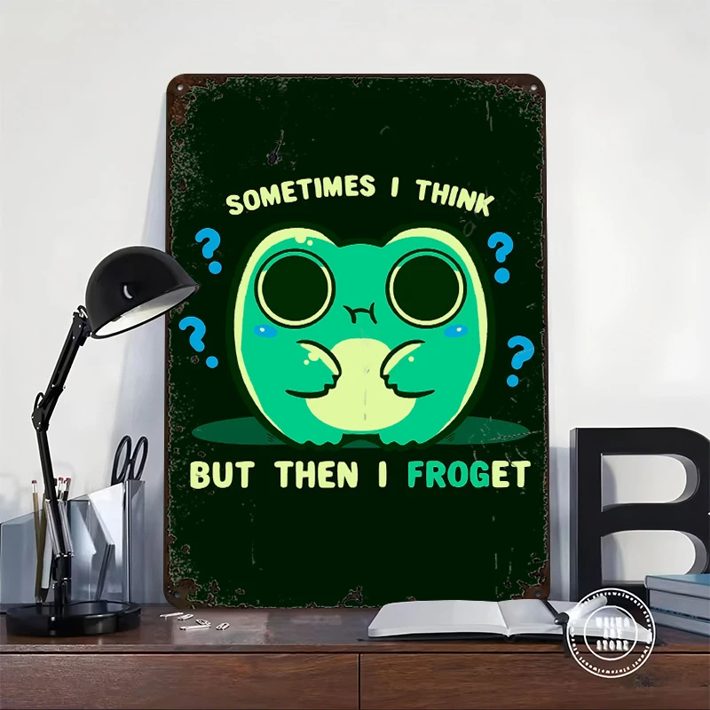 Sometimes I Think But Then I Froget Lightly 3D Poster Customized Vintage Metal Signs Wall Art Retro Tin Plaque for Wand Deko
