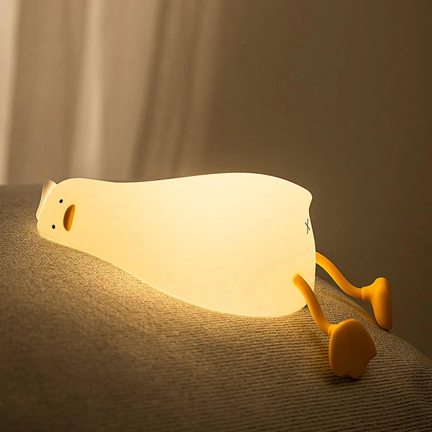 Imagem -05 - Luz Recarregável da Noite do Silicone Pato-shaped para Crianças Lâmpada Macia Perfeita Linda Portátil Decoração Nova