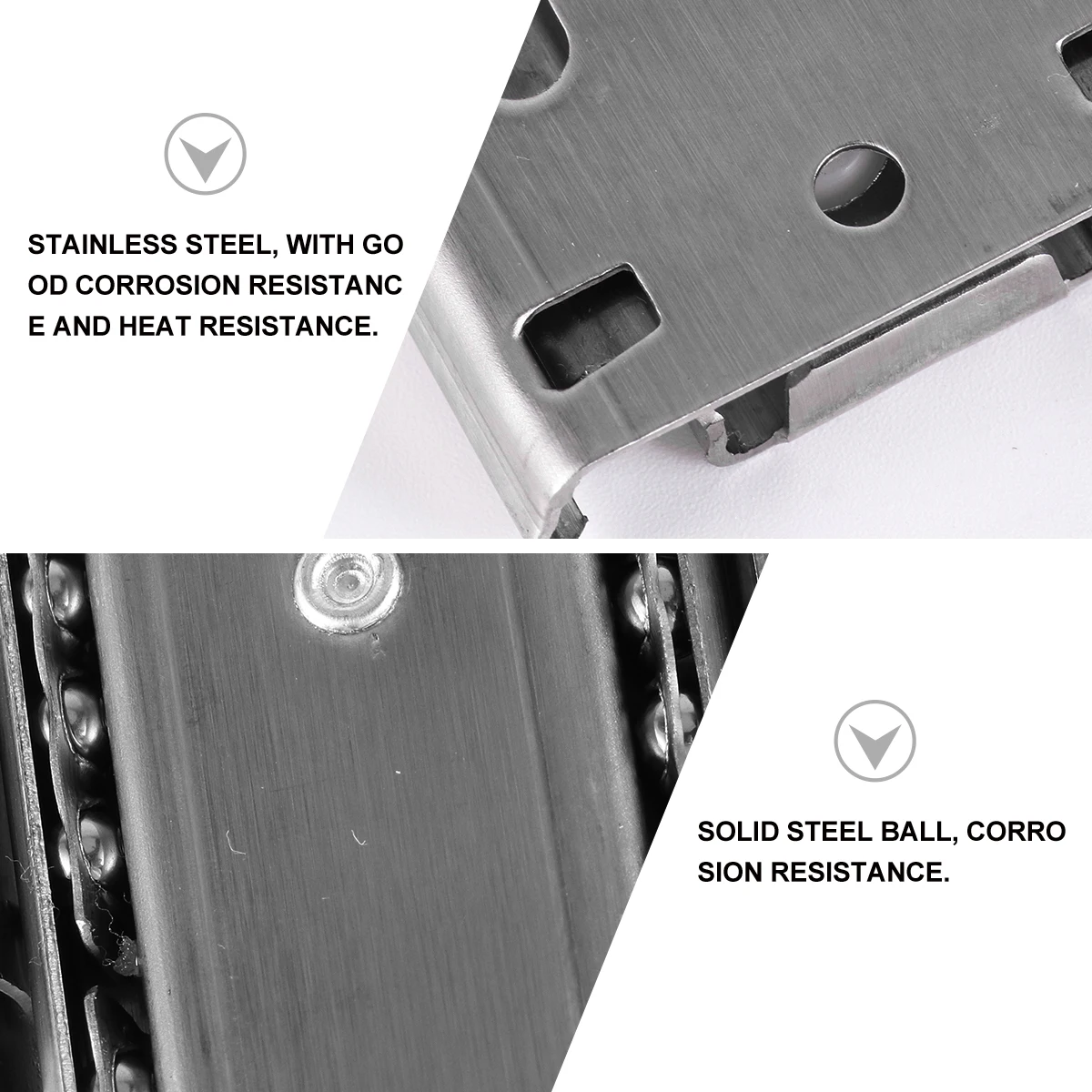 

1Set Stainless Steel Drawer Slide 3-Section Mute Track Spring Release Capacity Smooth Load-Bearing Silent Ball Bearing Slide