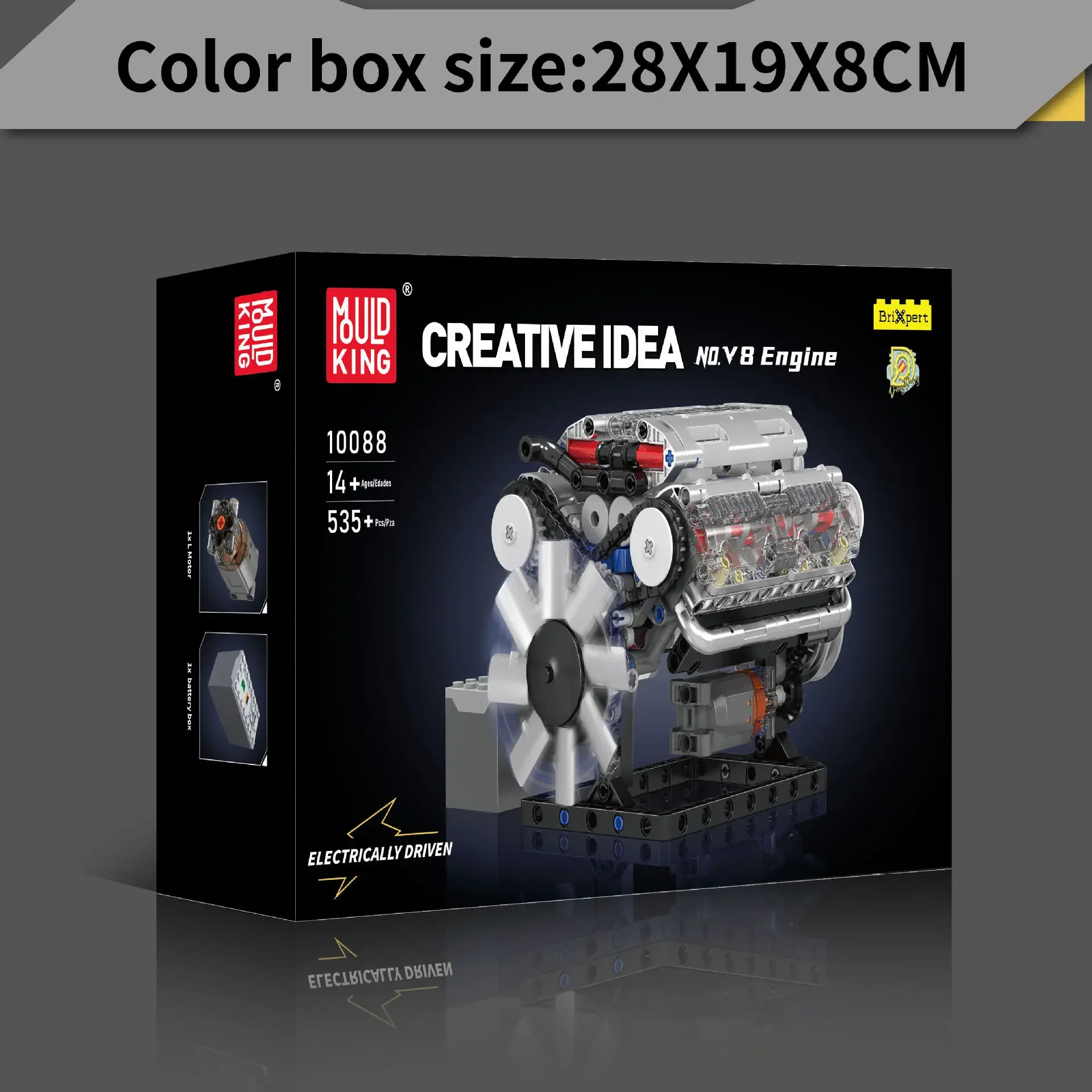 535PCS Mould King V8 Engine MOC Zestaw symulacyjny modelu w skali z akumulatorem i silnikiem L Napędzane elektrycznie klocki konstrukcyjne Zabawka Prezent