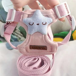 Fashion Dog Harness Leash Set Adjustable Puppy Harness Vest Cute Patten Cat Chest Strap Chihuahua Pet Walking Outdoor Supplies