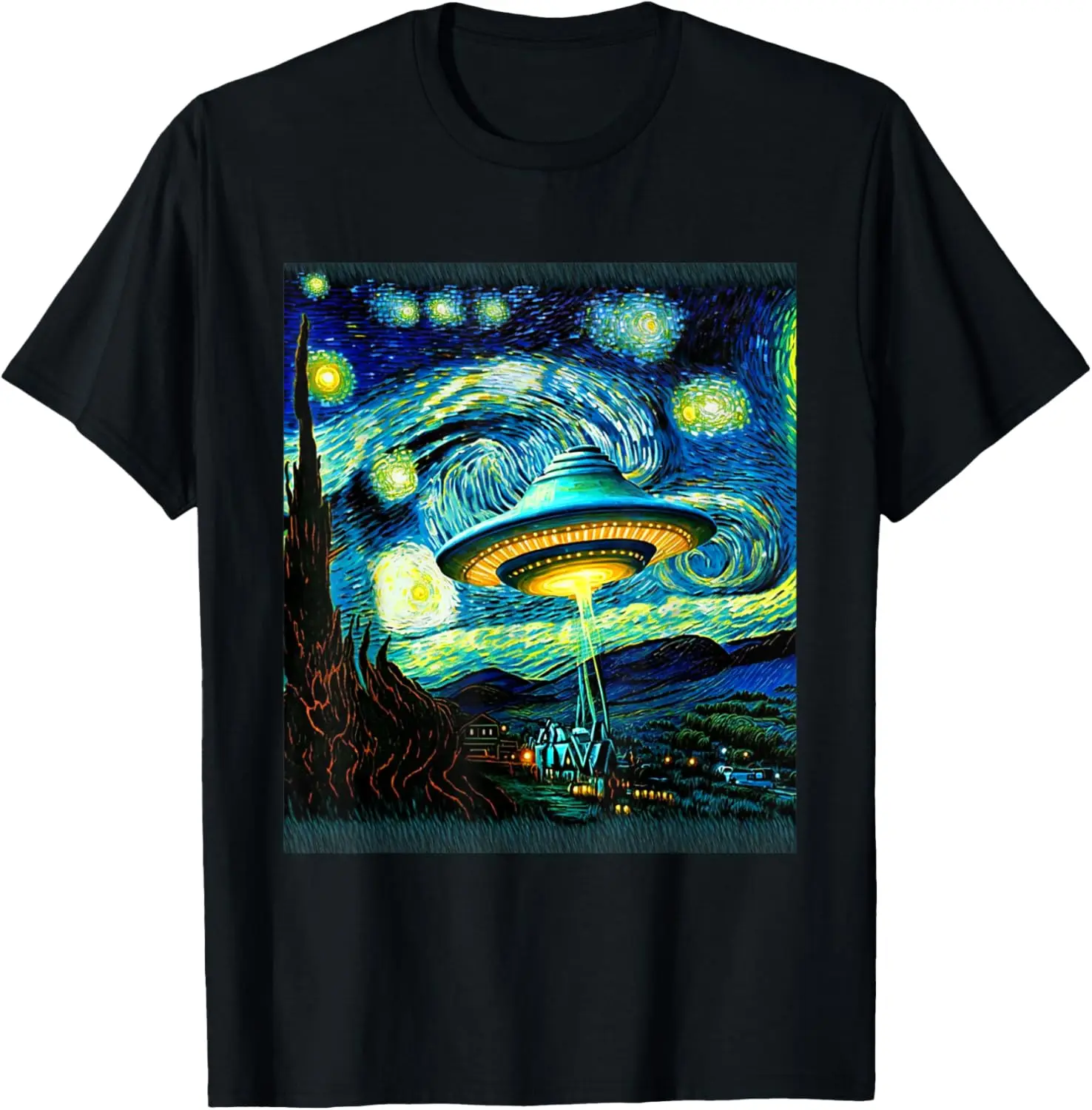 UFO Starry Night Alien, Van Gogh Alien, Alien UFO Lovers T-Shirt