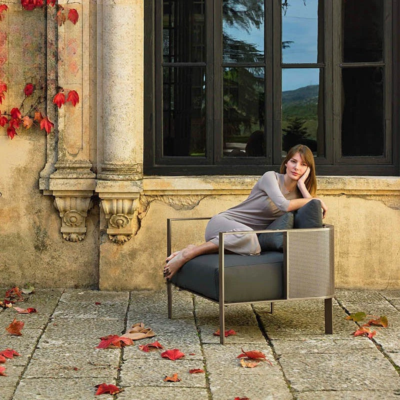 

Nordic outdoor leisure sofa stainless steel simple high-end hotel